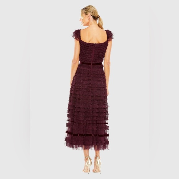 MAC DUGGAL 8054 NWT Ruffle Cap Sleeve Tiered Midi Dress - Picture 4 of 10
